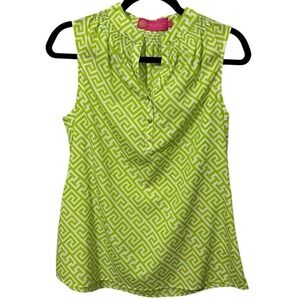 Macbeth‎ Collection Green Sleeveless Mandarin Collar Blouse